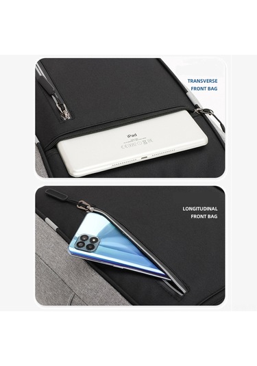 Maiyame Usb Şarjlı 16" Bilgisayar Sırt Çantası + Askılı Çanta + El Çantası Gri 3'lü Set - İş & Seyahat İçin Dayanıklı, Çok Bölmeli Depolama Gri