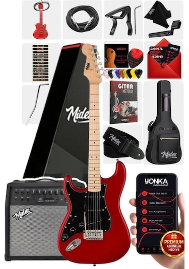 Midex Rph-31rd-50amp Solak Elektro Gitar 50w Amfili Full Set