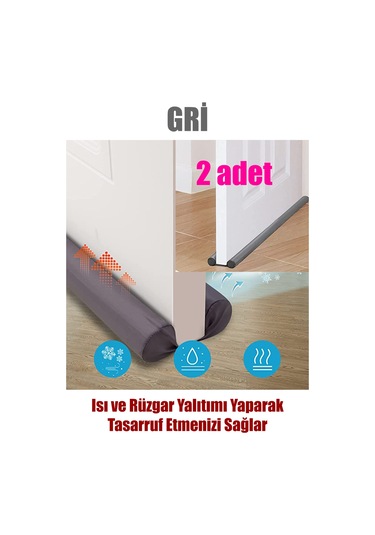 2 Adet Gri Çift Taraflı Kapı Altı Rüzgar Soğuk Ve Haşere Önleyici
