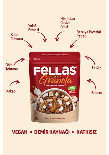 Fellas Protein Granola - Hindistan Cevizi & Kakao 270g