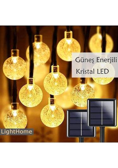 50 Led 7 Metre Sarı Opak Solar Led Işık Güneş Enerjili Bahçe Teras Balkon Ağaç Lambası Aydınlatması