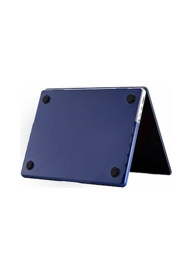 Arabulalaca Macbook Air 13 2020 A2179 Karbon Desenli Koruma Kılıf Mavi