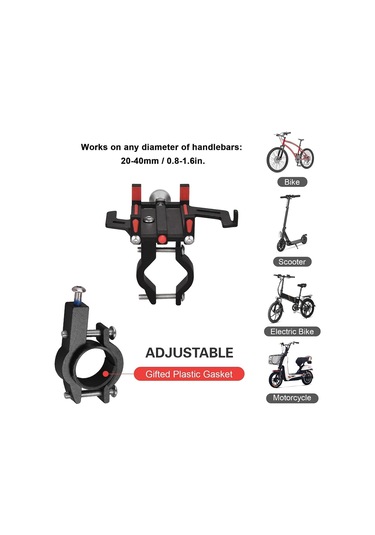 Valkyrie 879-k Alüminyum Motorsiklet Bisiklet Cep Telefonu Tutucu - Darbeye Dayanıklı Paslanmaz - 360 Derece Dönebilir - Evrensel Uygunluk Kırmızı