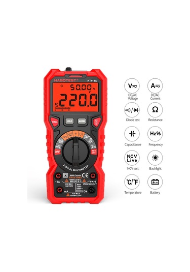Habotest Ht118a Otomatik Aralığı Siyah Kırmızı Dijital Multimetre