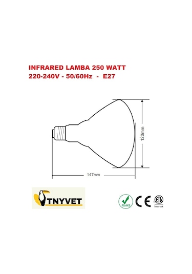 Tnyvet İnfrared Isıtıcı Lamba 250 Watt