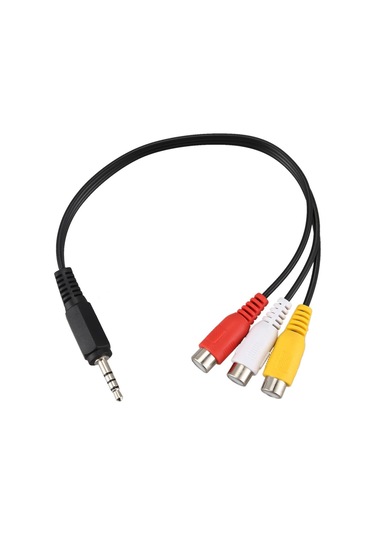 3,5 Mm Erkek Fiş 3 Rca Dişi Konnektör Ses Video Av Kablosu 22 Cm