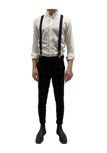 Zekton %100 Deri Lacivert Unisex Pantolon Askısı