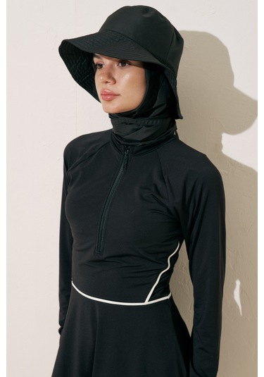 Eşarp Detaylı Bucket Şapka Siyah Siyah