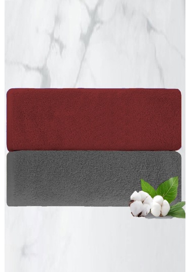 2 Li Lüks El Yüz Havlu Seti 50x90 Cm %100 Pamuklu Gramajlı Grinja Bordo