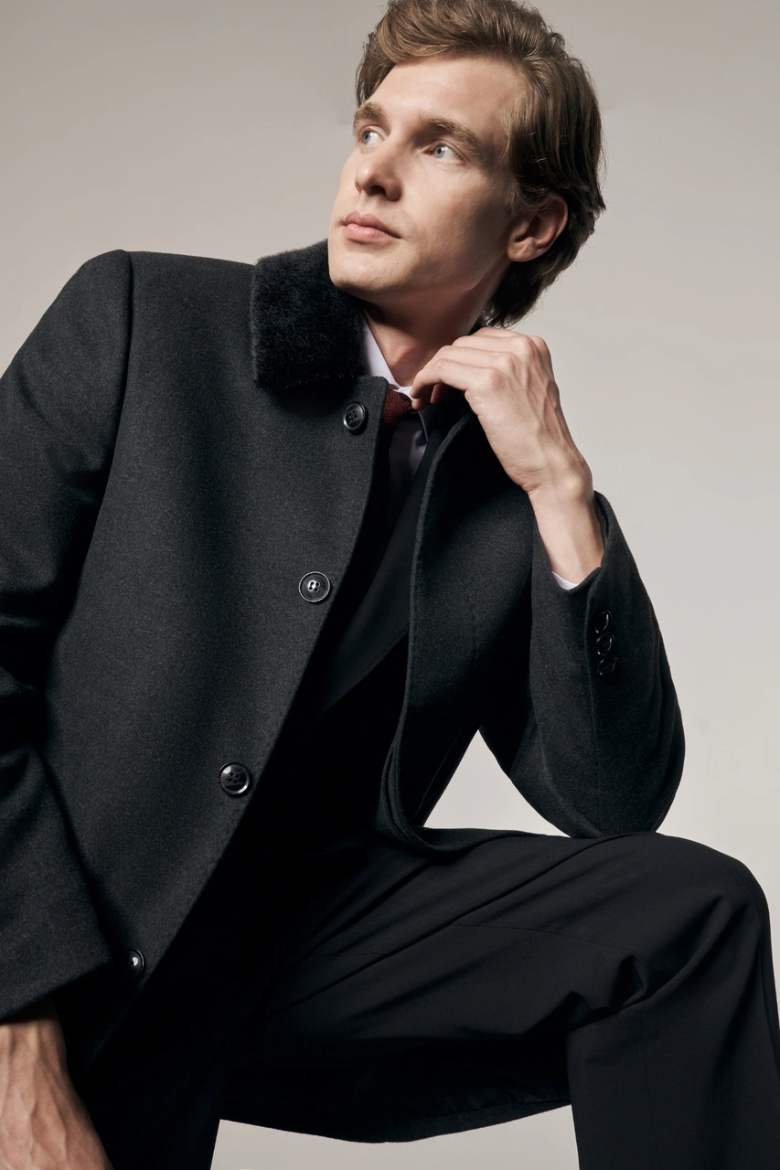 Antrasit Kürklü Yaka Classic Comfort Fit Esnek Kaban 1008255163 Antrasit