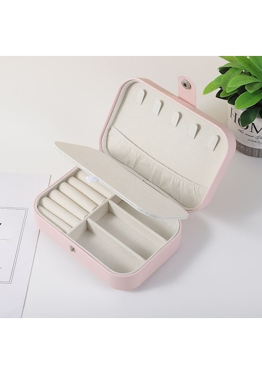 Chavin Pembe Deri Seyahat Yüzük Küpe Kolye Takı Kutusu st1-65pm