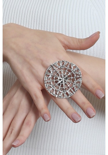 Labalaba Kadın Antik Gümüş Kaplama Ayarlanabilir Örümcek Ağı Figürlü Yüzük Gümüş