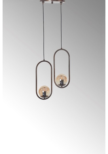 Luzarana Zenga 2 Li Eskitme Metal Gövde Bal Rengi Camlı Tasarım Lüx A... Çok Renkli