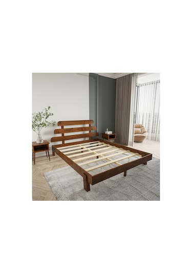 Lotus X New Firuze Model Ceviz Renk Ahşap Karyola-11 100 x 200