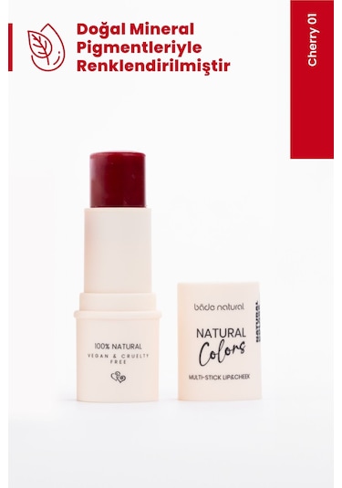 Bade Natural Lip & Cheek Cherry 01 Çok Amaçlı Stick %100 Doğal