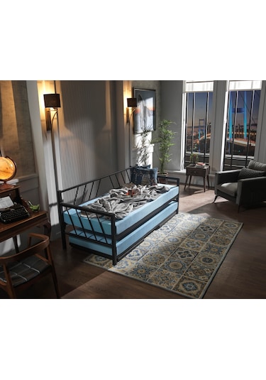 Bedliga Glory Yavrulu Daybed Tek-Çift Kişilik Metal Karyola Siyah