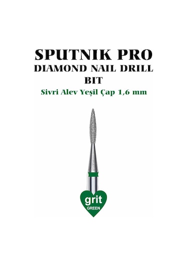 Elmas Sivri Alev Freze Yeşil Çap 1,6mm