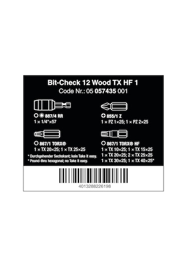 Wera - 05057435001 - Bit Çeşitleri, Bit-check 12 Wood Tx Hf 1, 12