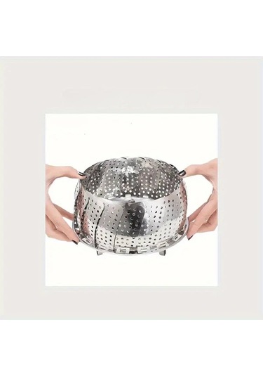 Dashanshop Silvery Paslanmaz Çelik Katlanır Buharlık Fırın Airfryer Izgara Sebze Meyve Pişirme