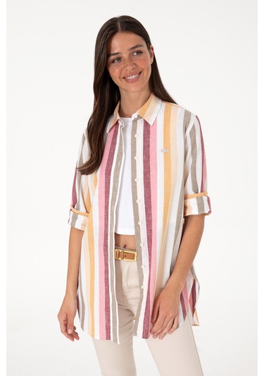 U.s. Polo Assn. Kadın Kavun Gömlek Desenli 50305877-vr202 Kavun