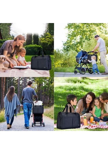 Novahub Moveevo Kapasiteli Anne Çantası: Bebek Eşyaları, Biberon, Bez, Tek Yerde Siyah