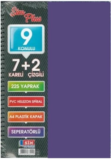 Sımplus A4 7+2 225 Yp Plastik Kapak Ayraçlı Defter Koyu Mor