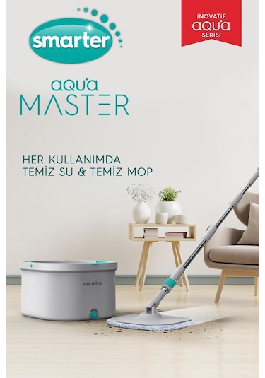Smarter Aqua Master + Üçgen Aparat Temiz & Kirli Suyu Ayırma Özelliği Otomatik Temizlik Seti Mop