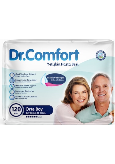 Dr.Comfort Yetişkin Bel Bağlamalı Hasta Bezi Medium 4 x 30'Lu 120 Adet