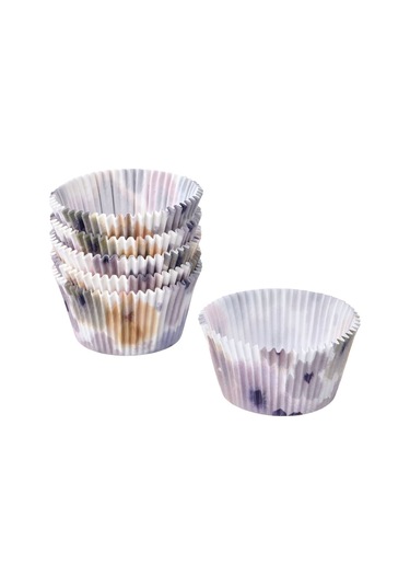 Muffin Kağıdı, Çiçek Desenli-çok Renkli, 65 Adet Açık Gri