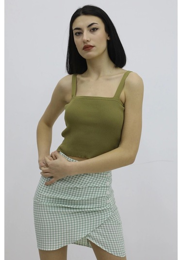 Askılı Triko Büstiyer Haki - P-019917 Çok Renkli