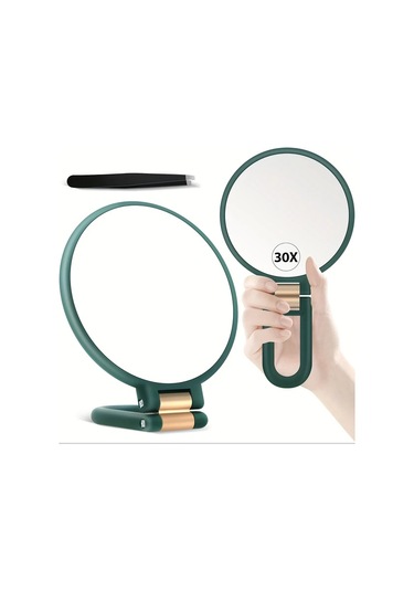 Oldfriend Büyütmeli Katlanır Makyaj Aynası 1x 30x Çift Taraflı Portatif Seyahat Aynası Beyaz Cımbız Beyaz