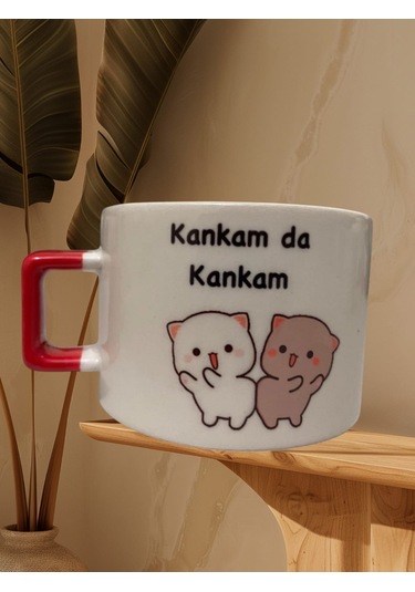 Kankamda Kankam Çift Taraf Yazılı Kupa Bardak Kırmızı Latte