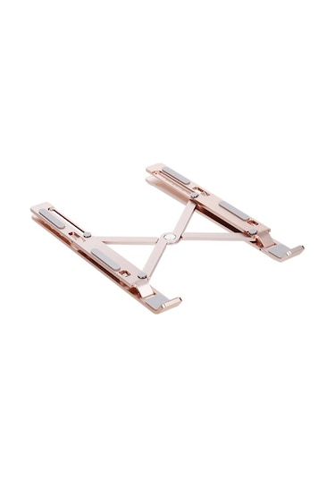 Pazly Portatif Alüminyum Alaşımlı Ergonomik Dizüstü Bilgisayar Standı, 6 Seviyeli Ayarlanabilir, Gül Altını Renk