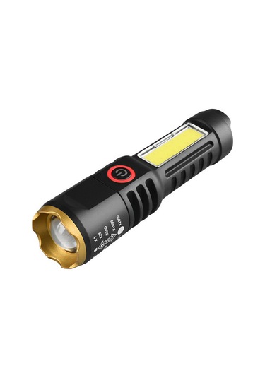 Teltree Usb Hızlı Şarjlı, Çift Işık Kaynağı, Teleskopik Odaklı, Dışarıda Kullanım İçin Altın El Feneri Altın