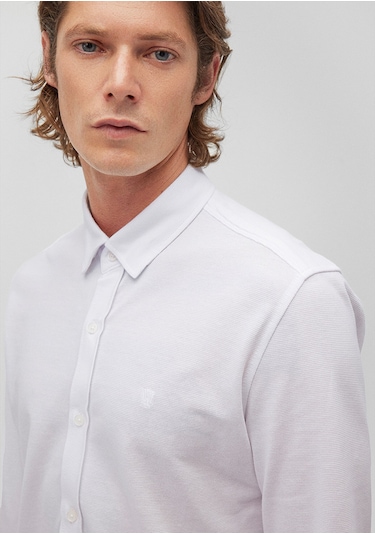 Mavi - Beyaz Örme Gömlek 0211092-620 Beyaz