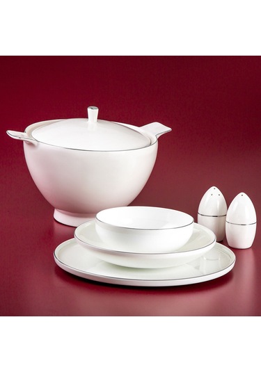 Jumbo Bianca Platin 57 Parça 12 Kişilik Yemek Takımı Beyaz Gümüş