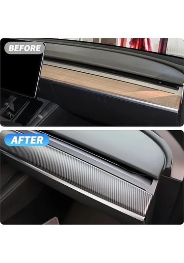 Hightower Tesla 20-24 Model 3/y Gösterge Paneli Dekoratif Abs Karbon Fiber Mat Şerit