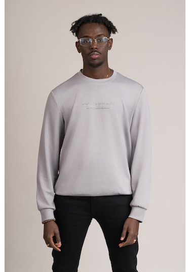 Fbi Slimfit Modal Kumaş Baharlık Sıfır Yaka Likralı Sweatshirt Gri