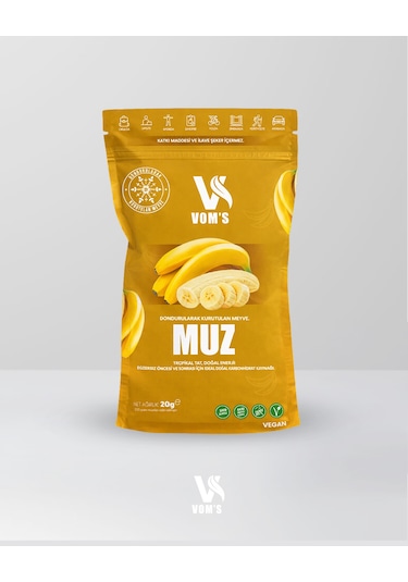 Voms Dondurularak Kurutulmuş Meyve Cipsi - Freeze Dried Muz 20gr 20 G