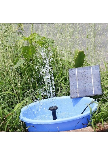 Pazly Güneş Enerjili Mini Bahçe Çeşmesi - 60cm Su Yüksekliği, Siyah Abs Materyal, 7v/1.2w Panel