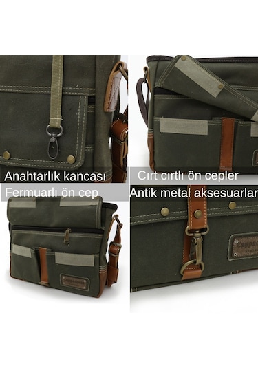 Cappadocia Vintage 4046 Haki Yeşil Omuz Postacı Okul Çaantası Haki