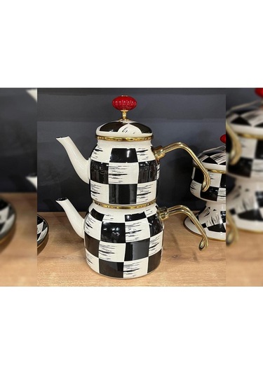 Qualita King Mini Krem Emaye Çaydanlık Takımı Çok Renkli