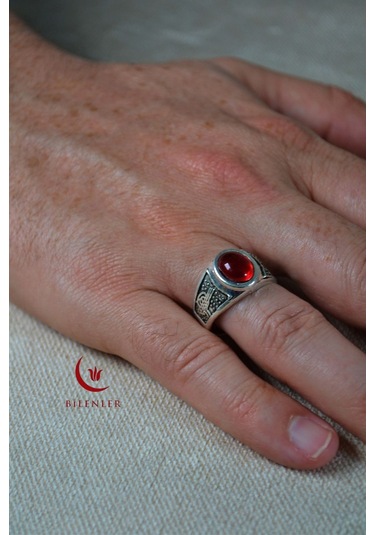 Erkek Tuğra Motifli Taşlı Metal Yüzük Uzun Ömürlü, Şık Tasarım 40 Lı Kutu Gümüş