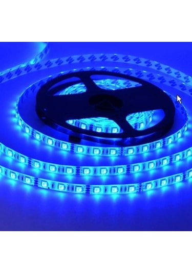 Tek Çipli İç Mekan Mavi Silikonsuz 12v Şerit Led 5mt