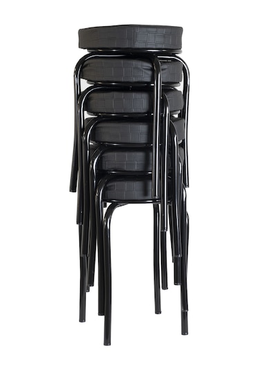 Tabure Siyah Ayaklı Siyah 6 Adet