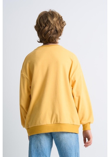 Alexandergardi Alexandergardı Baskılı Bisiklet Yaka Çocuk Sweatshirt Sarı