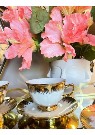 Çeyizci Çarşı Joyful Çay Ve Nescafe Fincanı Takımı Purebone-374 Gold