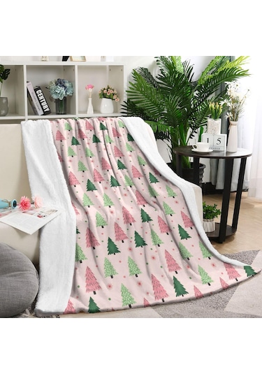 Noel Desenli 40x50 İnç Polar Battaniye, Yumuşak, Hafif Ve Kalın, Erkek, Kadın Ve Çocuk İçin Noel Ağacı Yıldızı