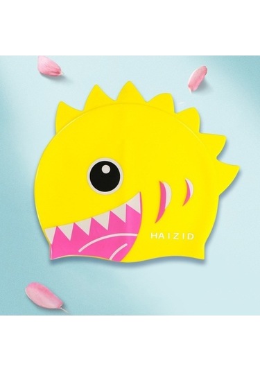 Dm Sevimli Karikatür Su Geçirmez Silikon Çocuk Yüzme Kap Köpekbalığı Dişi Sarı - Haızıd Sarı