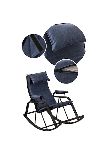 Sallanan Sandalye, Metal Ayaklı Tv Koltuğu, Sallanır Dinlenme Koltuğu, Demonte Sallanan Berjer Lacivert